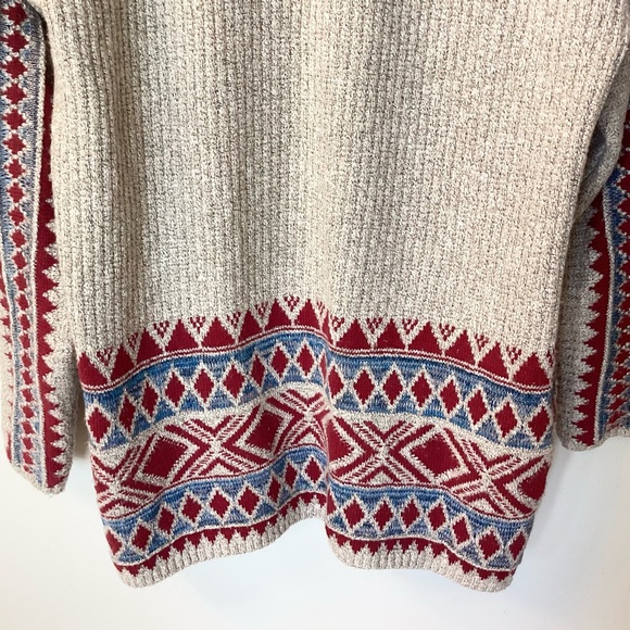Lucky Brand Boho Southwest Geo Print Open Cardigan - Tan/Red/Blue - L - Picture 7 of 9